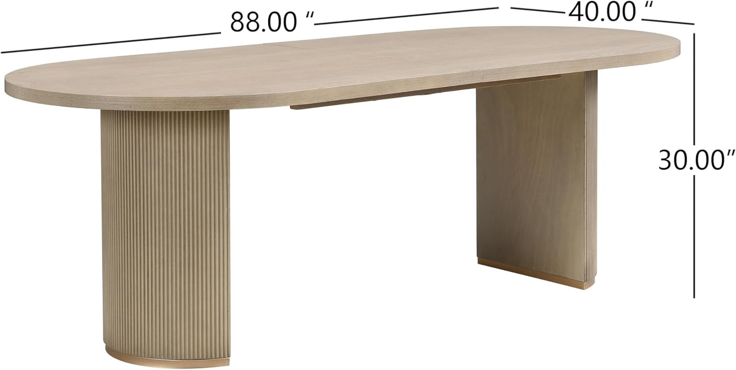 Christopher Knight Home Lancas Modern Minimalist Wooden Indoor Dining Table, Oval Top Dining Table Set for 6, Pedestal Dining Room/Kitchen Table, Ideal for Restaurant/Family Gatherings, Light Ash