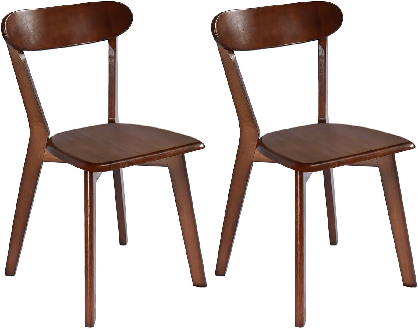DELAVIN Soild Wood Dining Chairs Set of 6, Mid Century Oak Wood Kitchen Chairs, Vintage Dining Room Chairs Set Suitable for Kitchen, Walnut