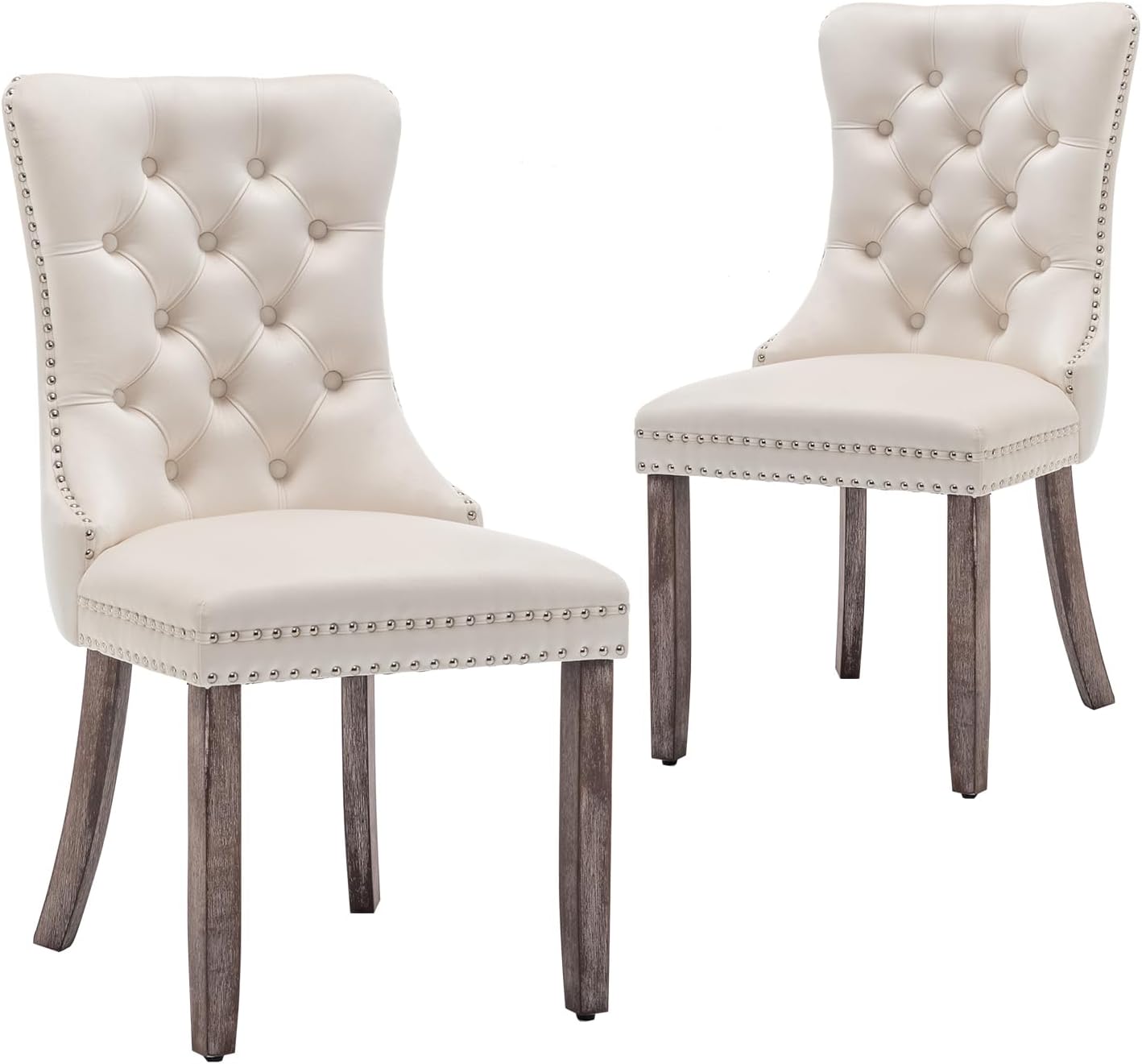 Velvet Dining Chairs Set of 6,Upholstered Dining Chairs with Ring Pull Trim and Button Back,Modern Seating for Kitchen, Bedroom & Living Room(Grey)