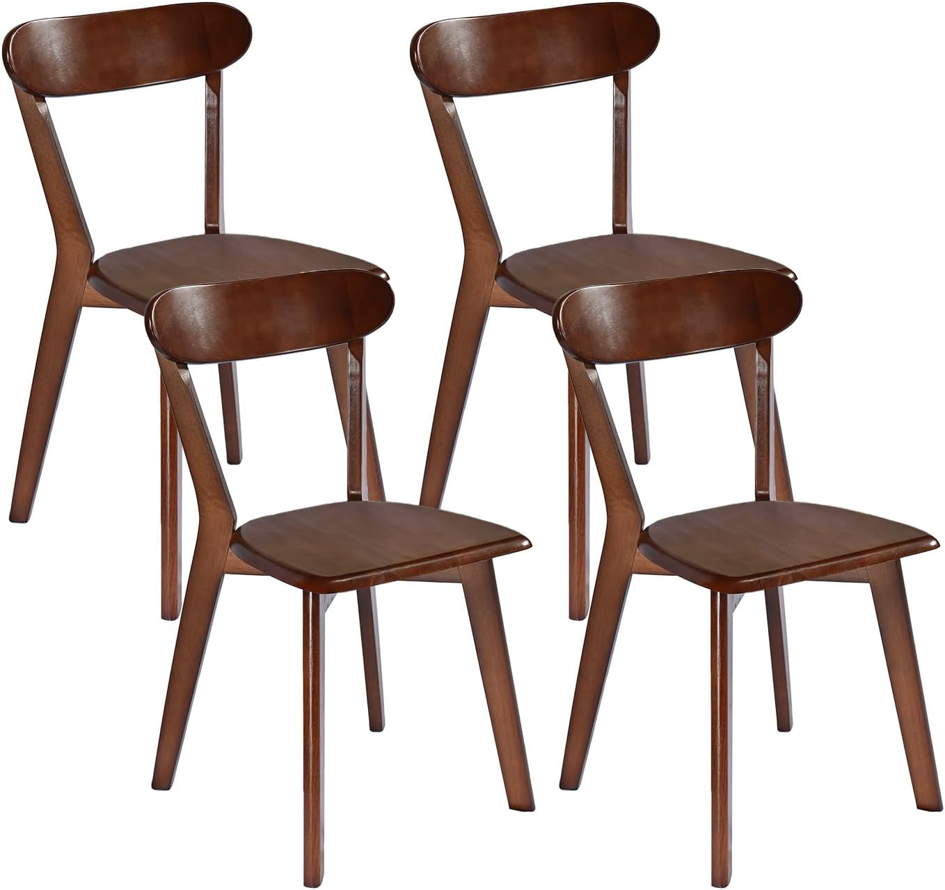 DELAVIN Soild Wood Dining Chairs Set of 6, Mid Century Oak Wood Kitchen Chairs, Vintage Dining Room Chairs Set Suitable for Kitchen, Walnut