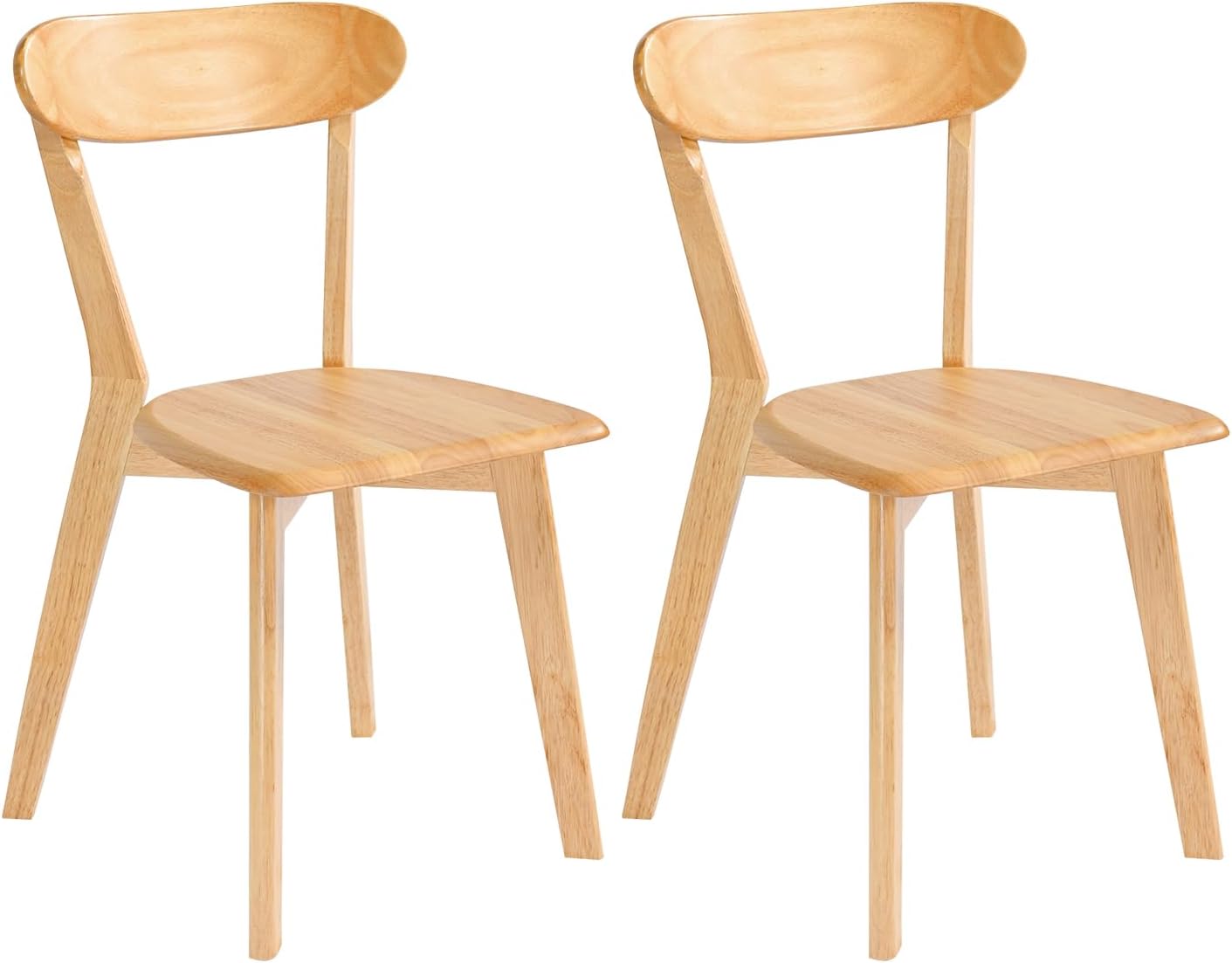 DELAVIN Soild Wood Dining Chairs Set of 6, Mid Century Oak Wood Kitchen Chairs, Vintage Dining Room Chairs Set Suitable for Kitchen, Walnut
