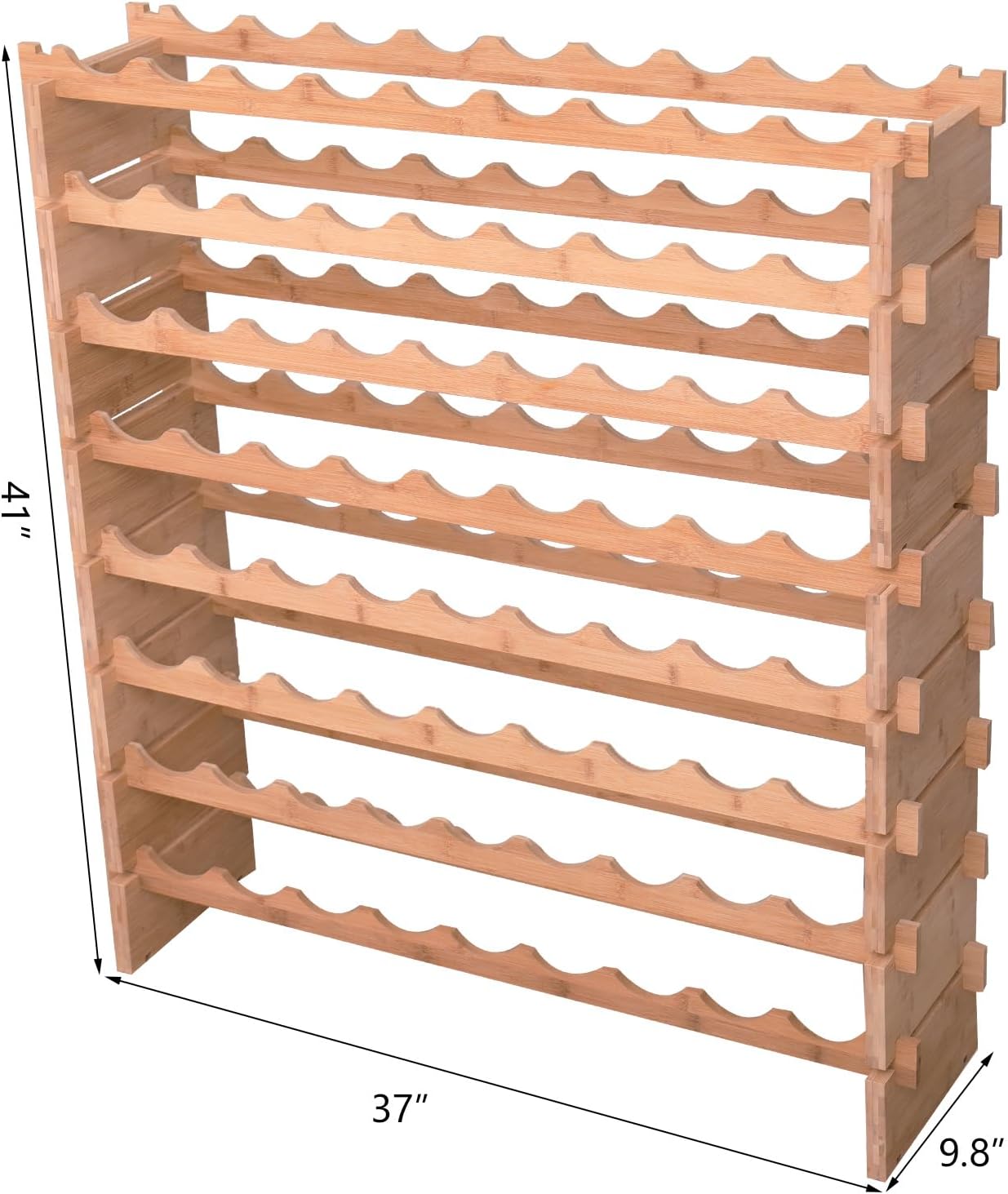 Wine Rack Bamboo Wood Stackable Storage Freestanding Wooden Wine Rack Wine Cooler 72 Bottle and 90 Bottle (72 Bottle)