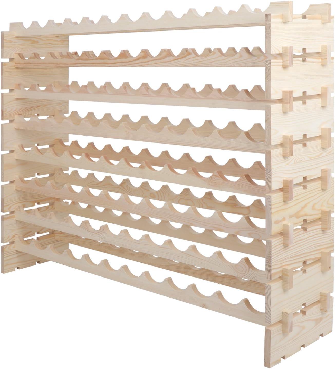 Smartxchoices 96 Bottle Modular Wine Rack Freestanding Floor Wine Holder, Stackable Wine Storage Rack Display Shelves, Solid Wood - Wobble-Free (96 Bottles)