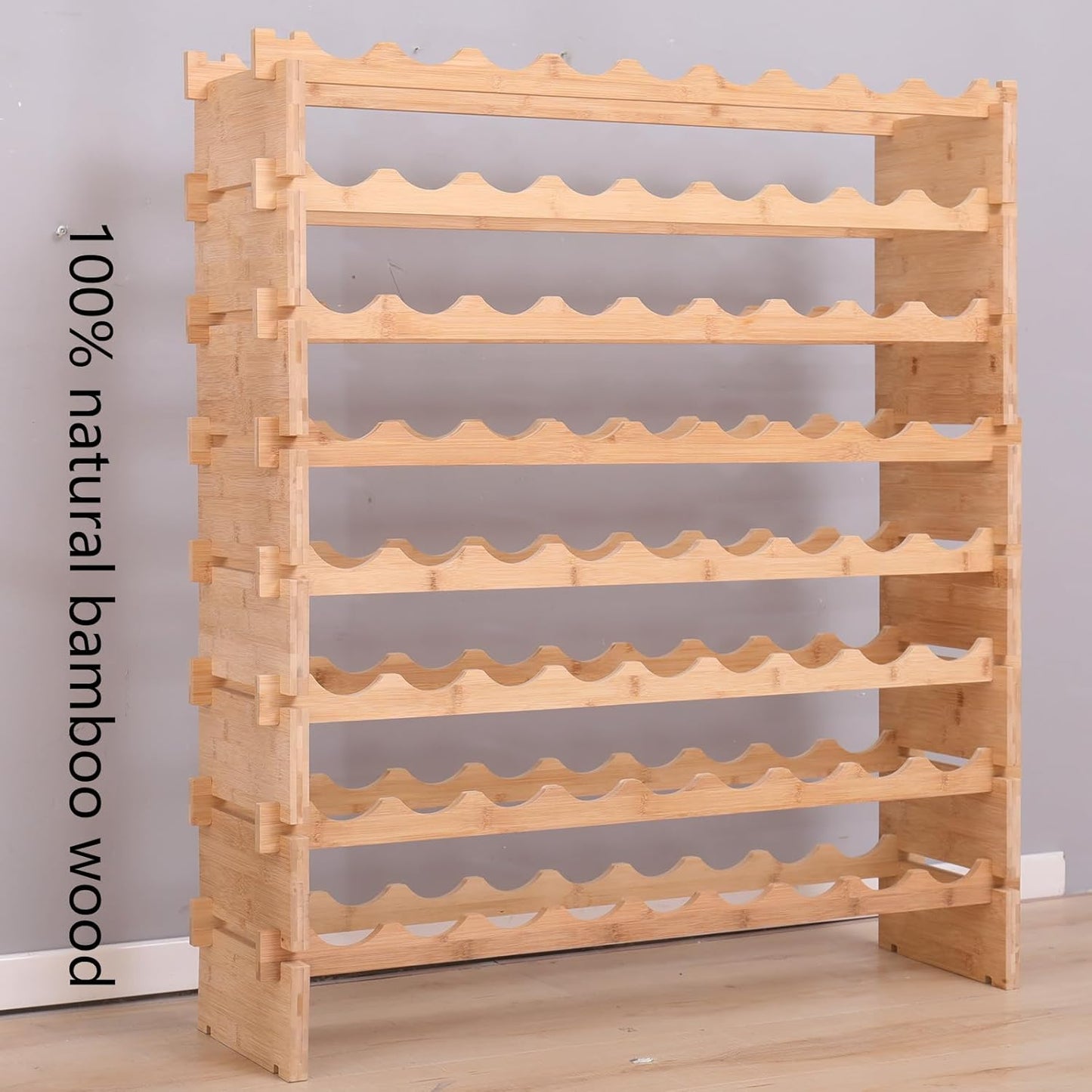 72 Bottle Stackable Storage Modular Wine Rack Cabinet Bamboo freestanding Floor Wine Holder Display Shelves