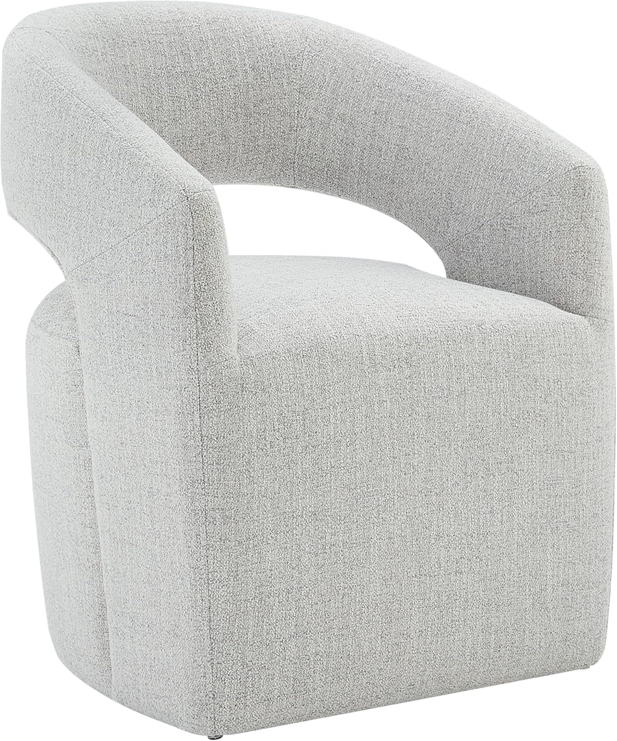 Upholstered Dining Chairs with Casters Modern Barrel Side Armchair with Rollers for Diningroom Bedroom Livingroom Reading Room, Linen, 4PCS