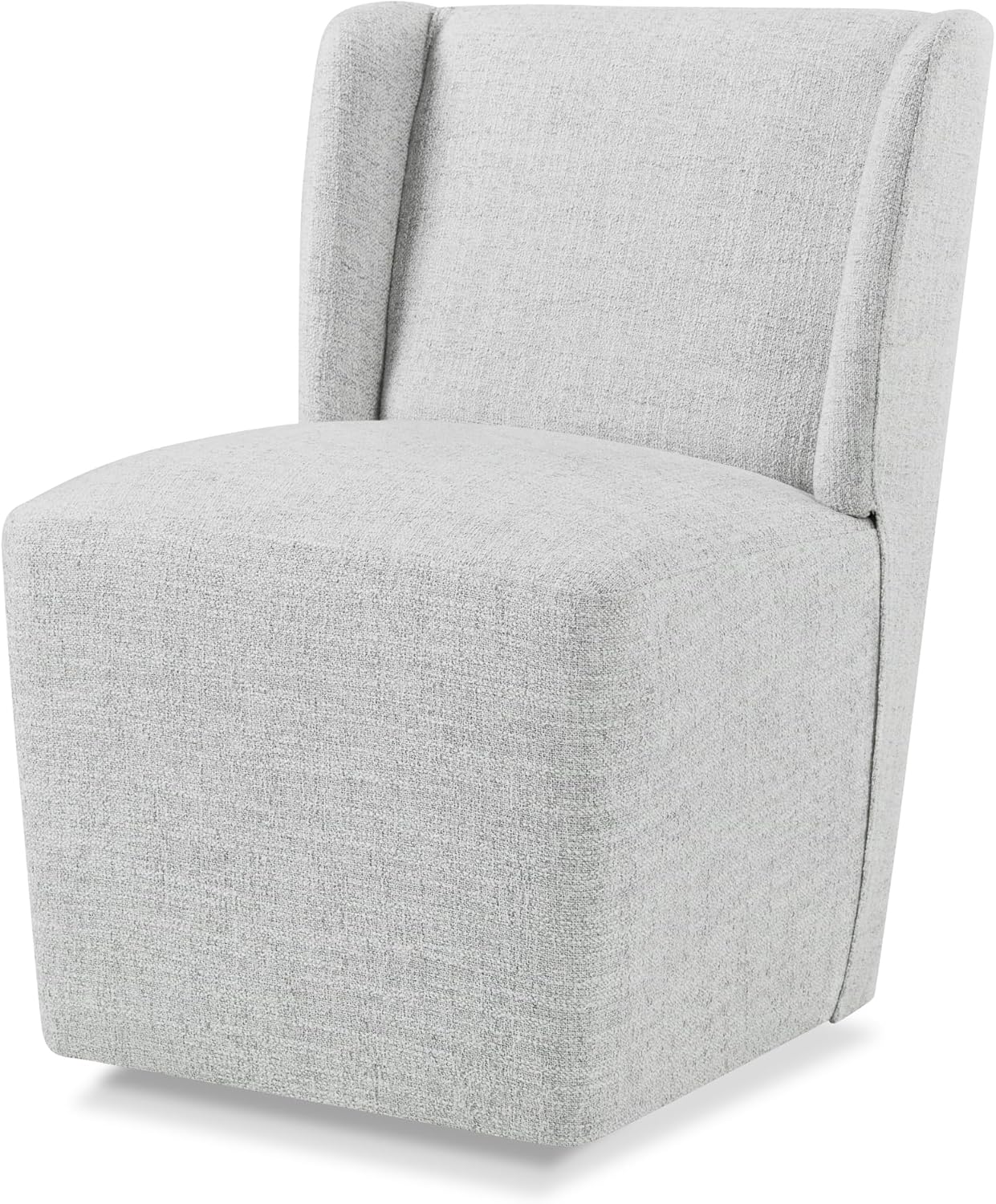 Upholstered Dining Chair with Casters Wingback Modern Side Armless Deskchair with Rollers for Diningroom Bedroom Livingroom Reading Room,Linen,2 Box