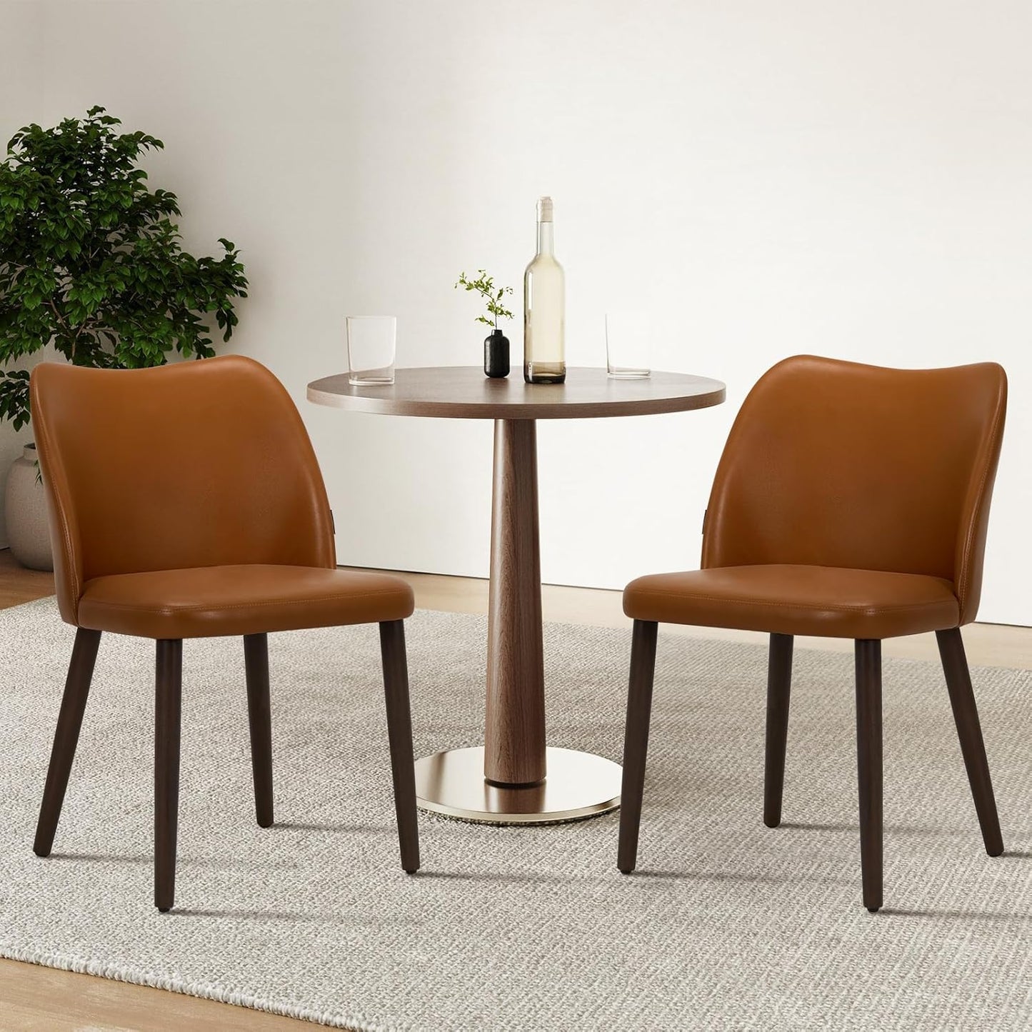 COLAMY Upholstered Dining Chairs Set of 6, Modern Fabric Dining Room Kitchen Side Chair with Padded Seat and Wood Legs for Restaurant/Cafe, Beige