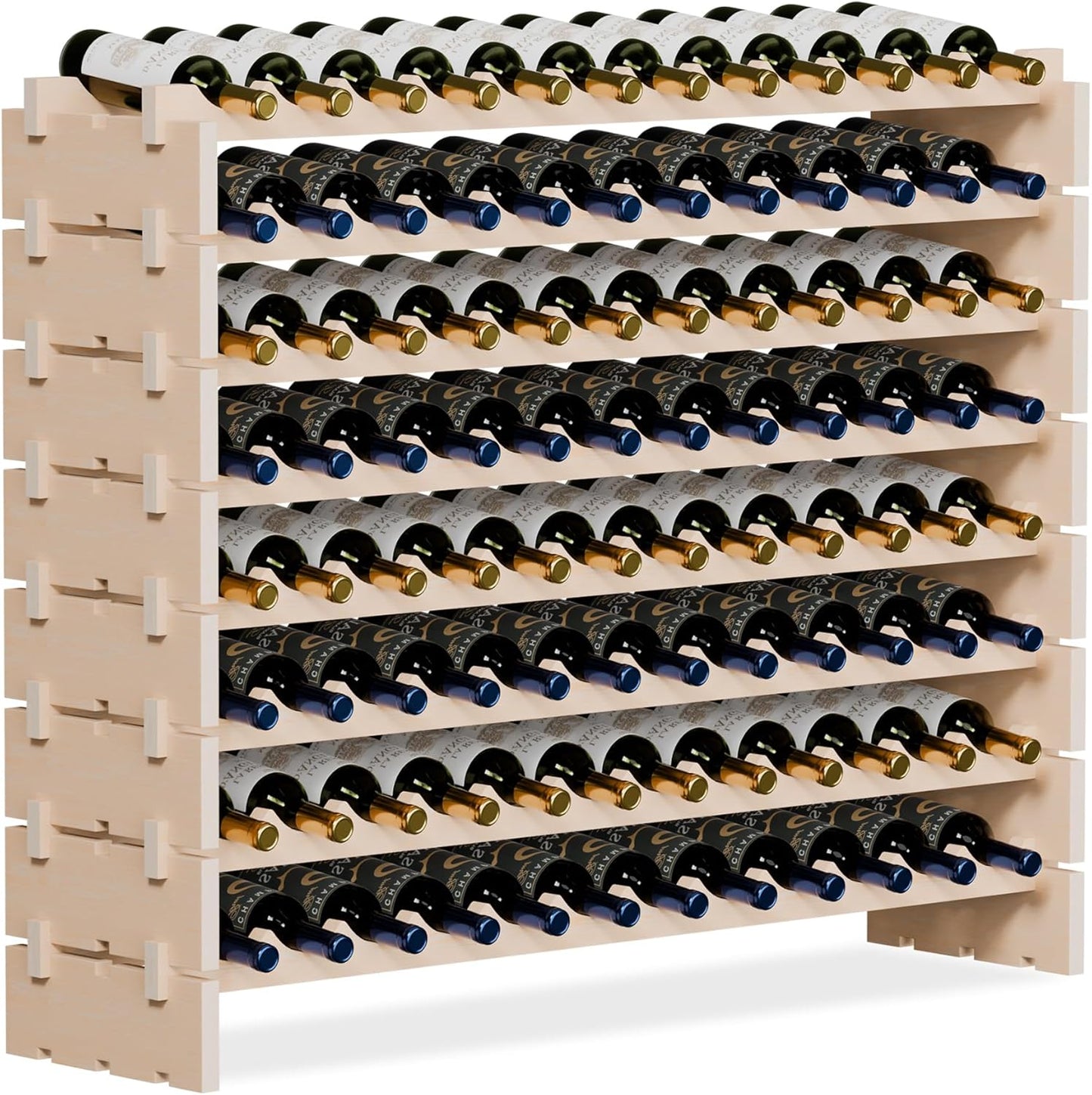 Smartxchoices 72 Bottles Stackable Modular Wine Rack, 6-Tier 72 Slots Floor Wine Storage Stand Wooden Wine Holder Display Shelves, Wobble-Free, Solid Wood, Floor Free Standing