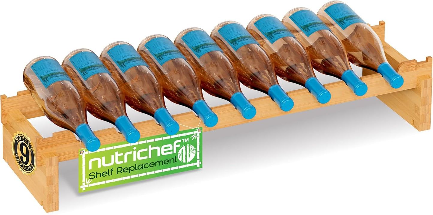 NutriChef Bamboo Stackable Wine Rack, 8-Tier 72 Bottle Capacity Wine Racks Free Standing Floor, No Tools Assembly, Modular Storage Display Shelf for Kitchen and Cellar 33.5" x 10" x 42"