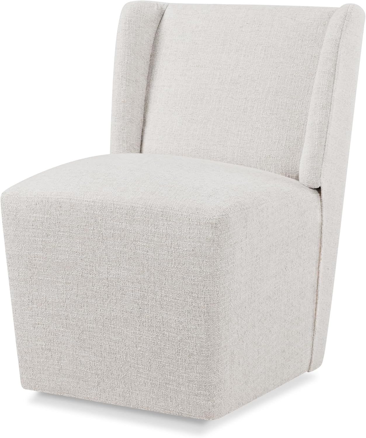 Upholstered Dining Chair with Casters Wingback Modern Side Armless Deskchair with Rollers for Diningroom Bedroom Livingroom Reading Room,Linen,2 Box