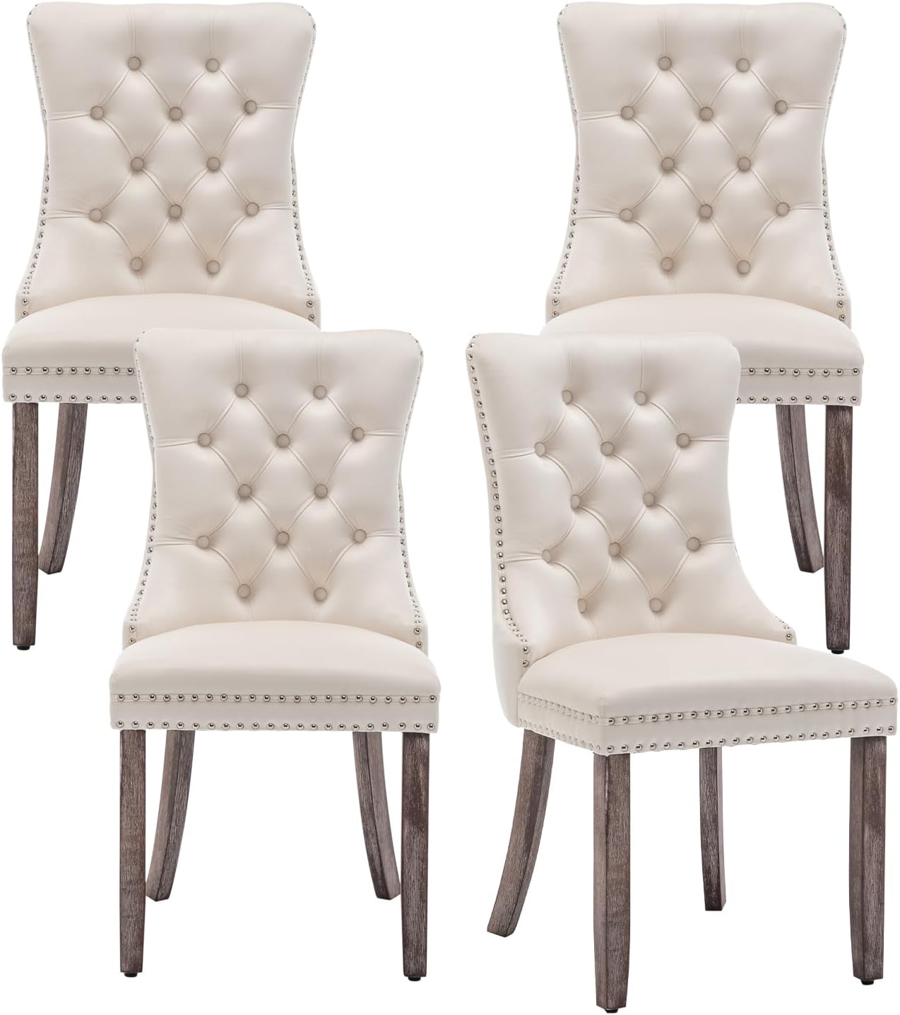 Velvet Dining Chairs Set of 6,Upholstered Dining Chairs with Ring Pull Trim and Button Back,Modern Seating for Kitchen, Bedroom & Living Room(Grey)