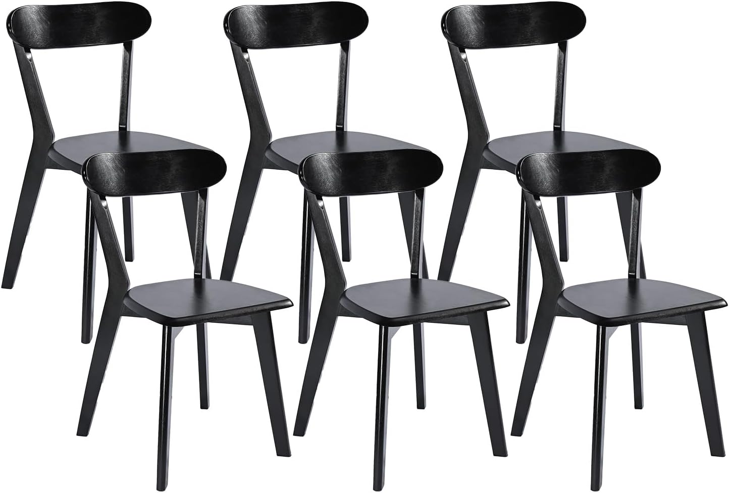 DELAVIN Soild Wood Dining Chairs Set of 6, Mid Century Oak Wood Kitchen Chairs, Vintage Dining Room Chairs Set Suitable for Kitchen, Walnut