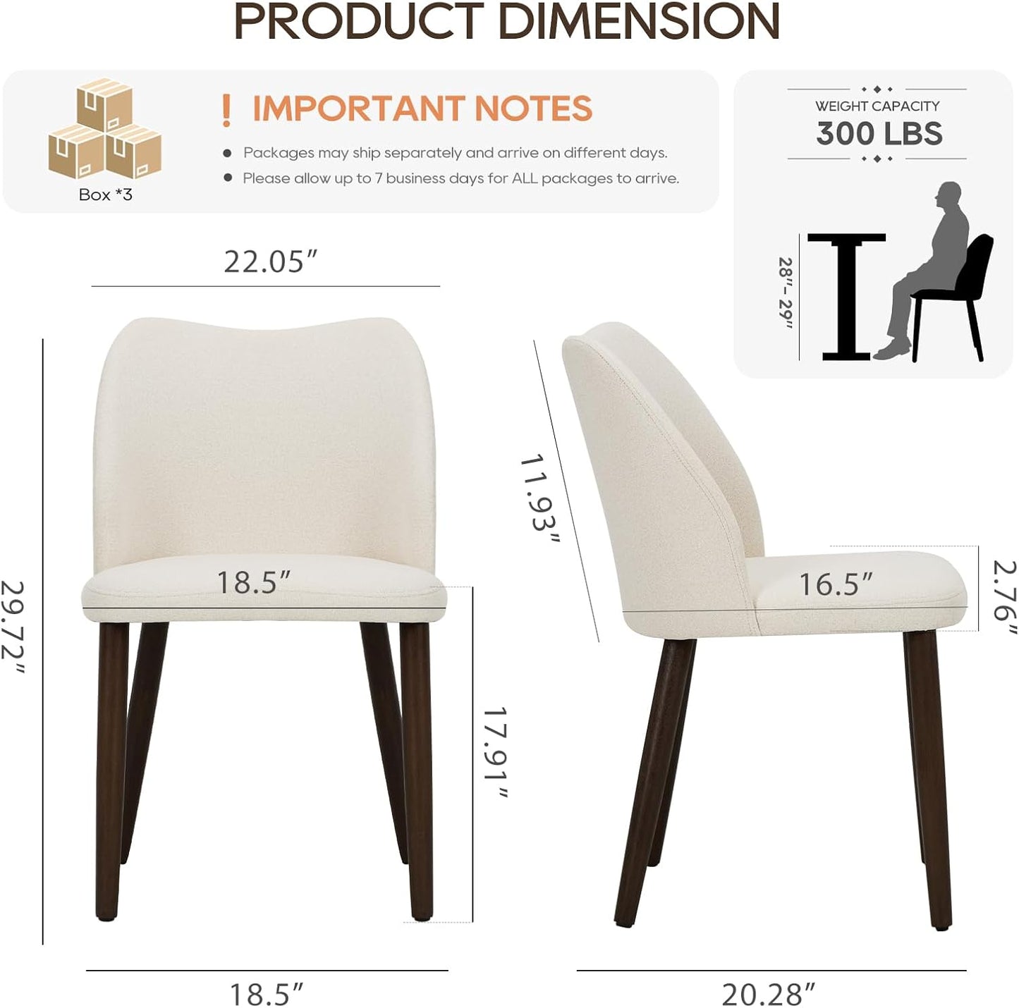 COLAMY Upholstered Dining Chairs Set of 6, Modern Fabric Dining Room Kitchen Side Chair with Padded Seat and Wood Legs for Restaurant/Cafe, Beige