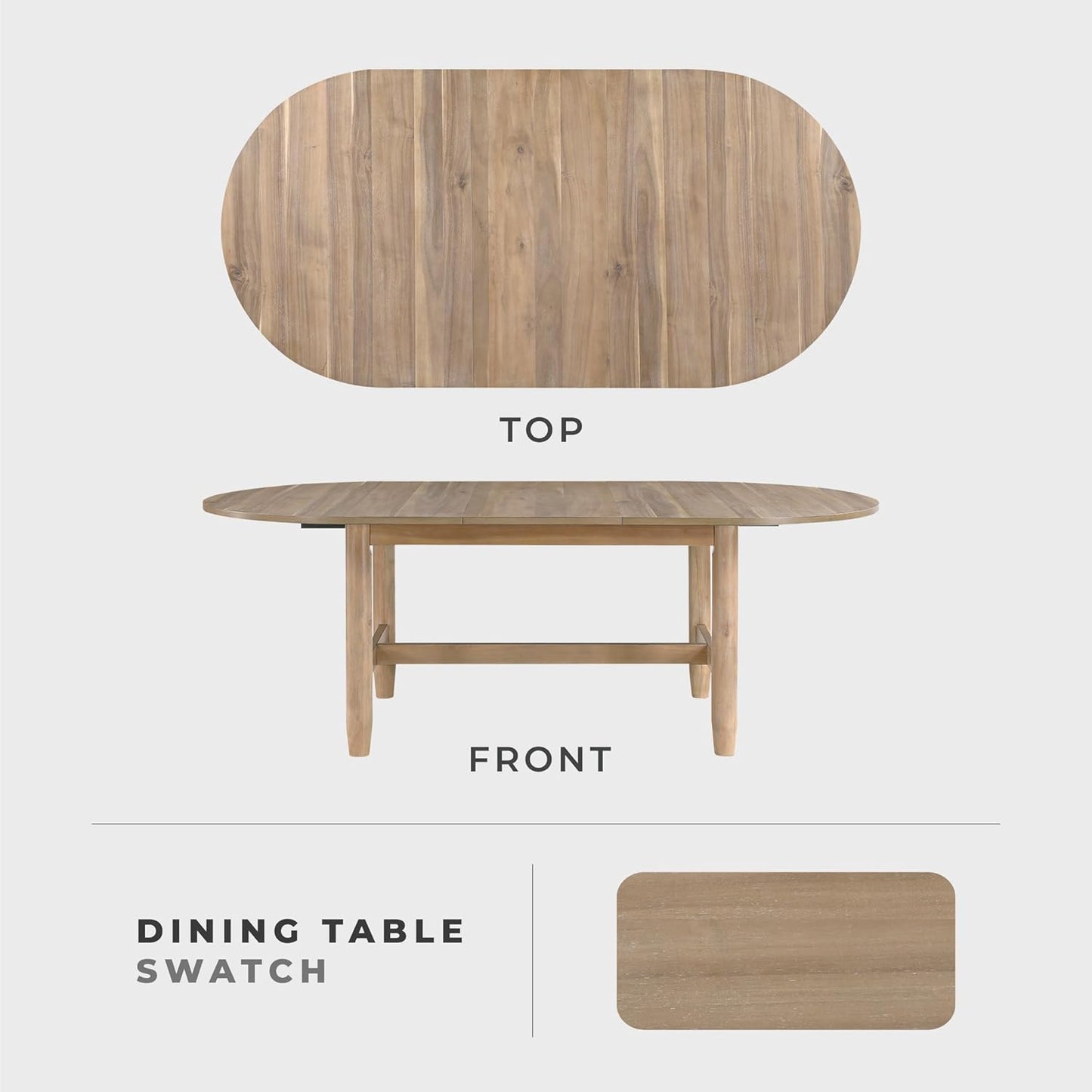 Lexicon 42"x 84" Oval Dining Table for 6 People, Extendable Wooden Dinner Table with Sturdy Base, for Kitchen/Dining Room, Easy Assembly, Natural