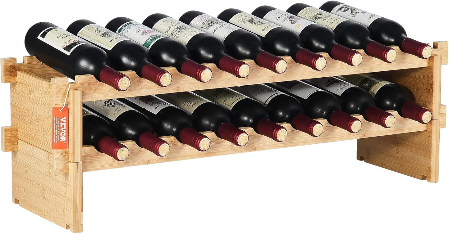 VEVOR 72 Bottle Upgrade Modular Wine Rack, Continuously Store Pinot Bottles, 8-Tier Bamboo Wood Storage Rack, Floor Freestanding Wines Holder Display Shelf, Wobble-Free Shelves for Kitchen Bar Cellar