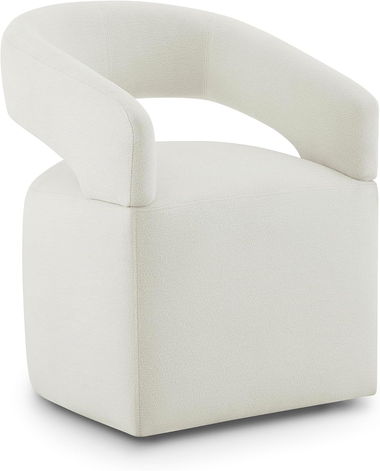 Upholstered Dining Chairs with Casters Modern Barrel Side Armchair with Rollers for Diningroom Bedroom Livingroom Reading Room, Linen, 4PCS