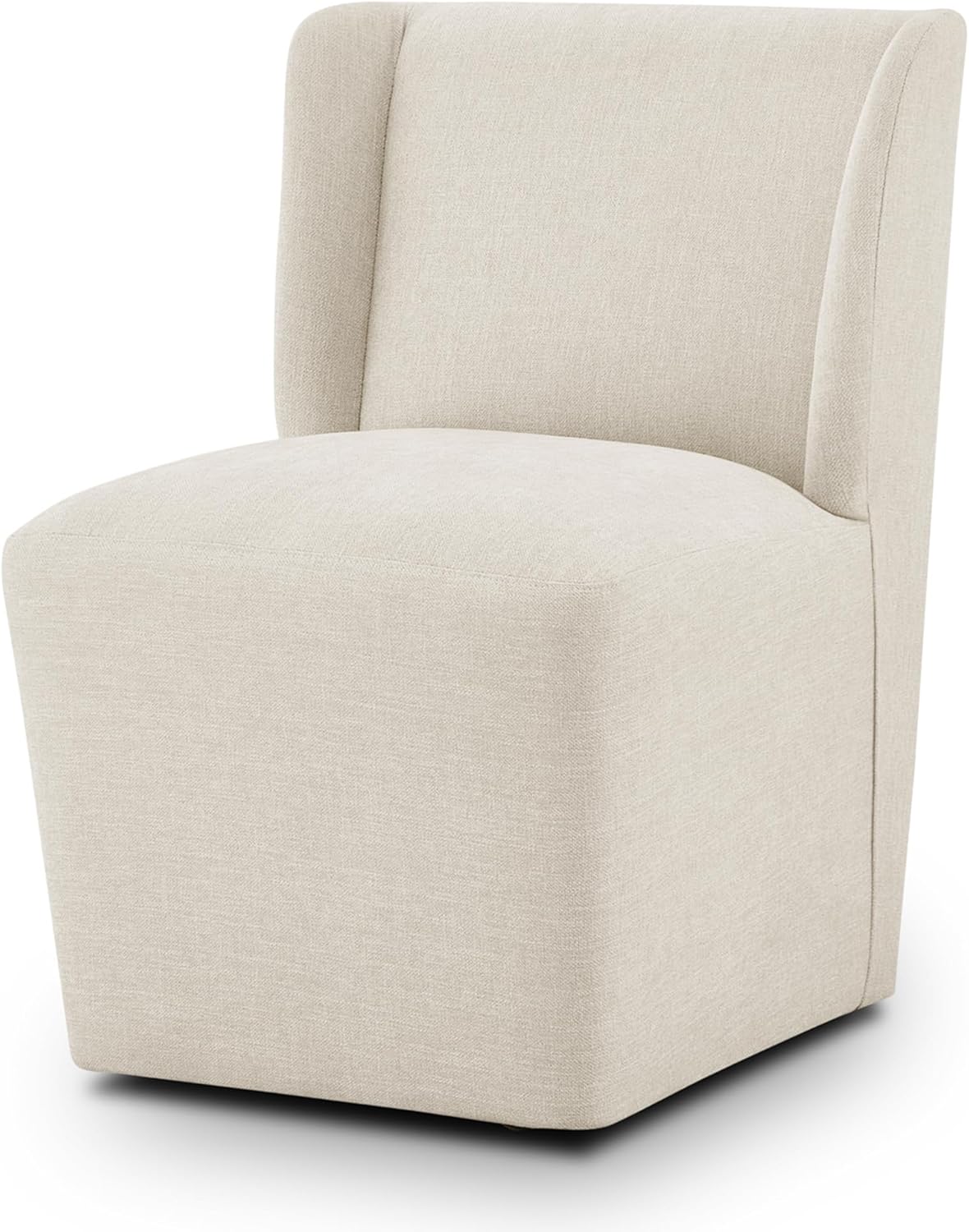 Upholstered Dining Chair with Casters Wingback Modern Side Armless Deskchair with Rollers for Diningroom Bedroom Livingroom Reading Room,Linen,2 Box