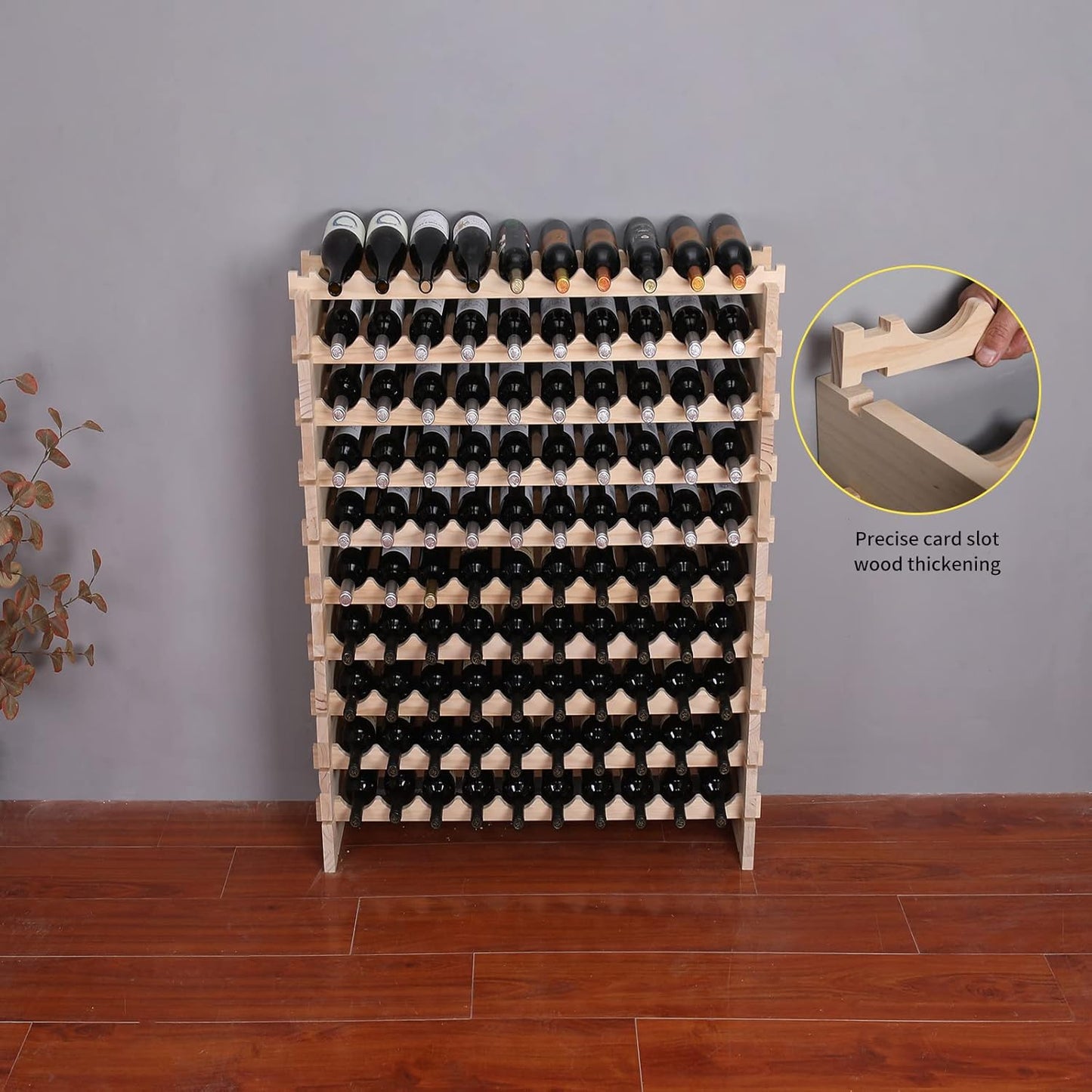 Wine Rack Cabinet Freestanding for Floor Wooden Stackable Storage Modular countertop Wood Wine Holder (100bottle)