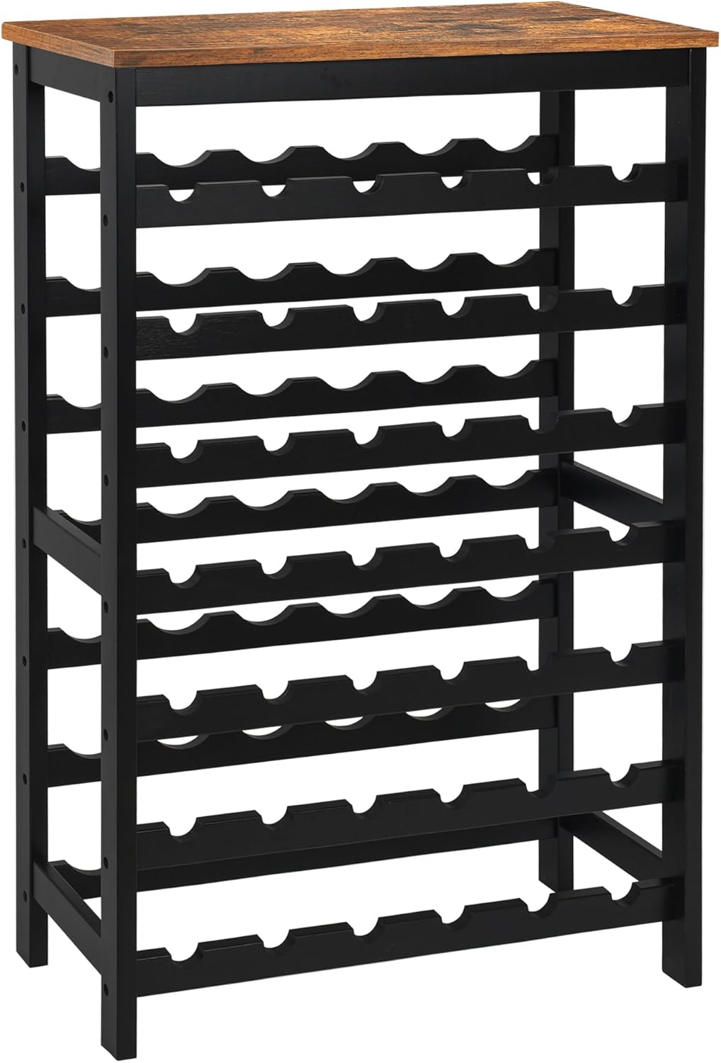 VASMIA 42 Bottles Bamboo Wine Rack,7-Tier Wine Rack Freestanding Floor with Table Top, Wine Storage Shelf for Kitchen Dining Room Bar,Black