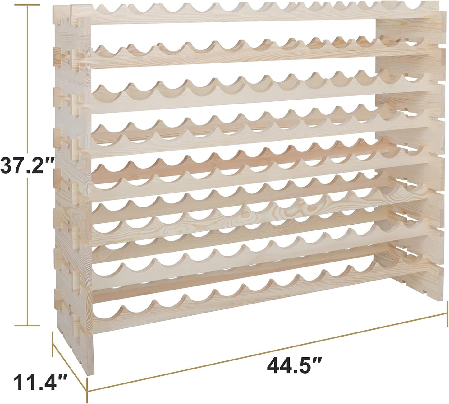 Smartxchoices 96 Bottle Modular Wine Rack Freestanding Floor Wine Holder, Stackable Wine Storage Rack Display Shelves, Solid Wood - Wobble-Free (96 Bottles)