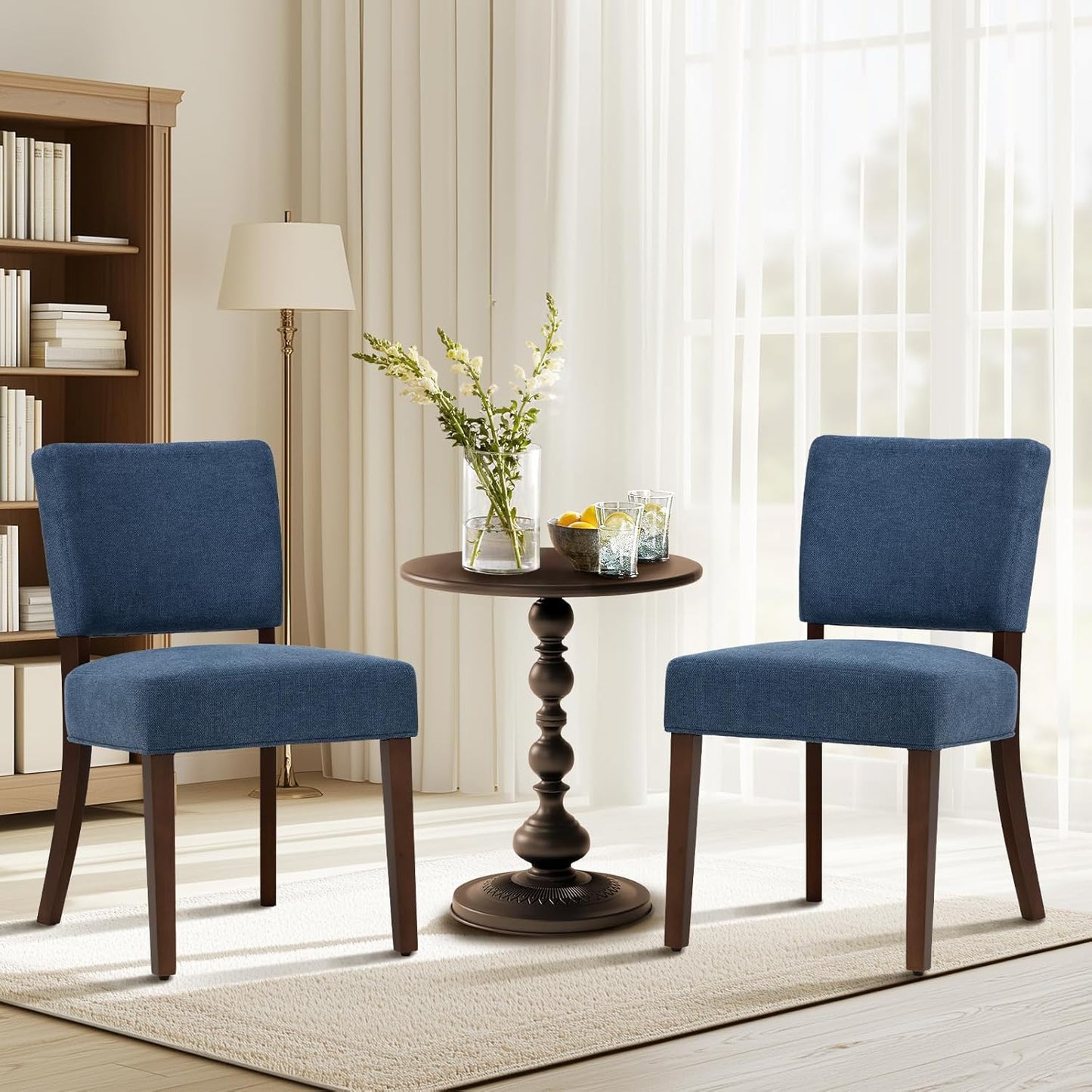 COLAMY Upholstered Dining Chairs Set of 6, Modern Kitchen Chairs with Back, Farmhouse Fabric Side Dining Room Chairs with Wood Legs for Dining Room Kitchen Restaurant, Beige