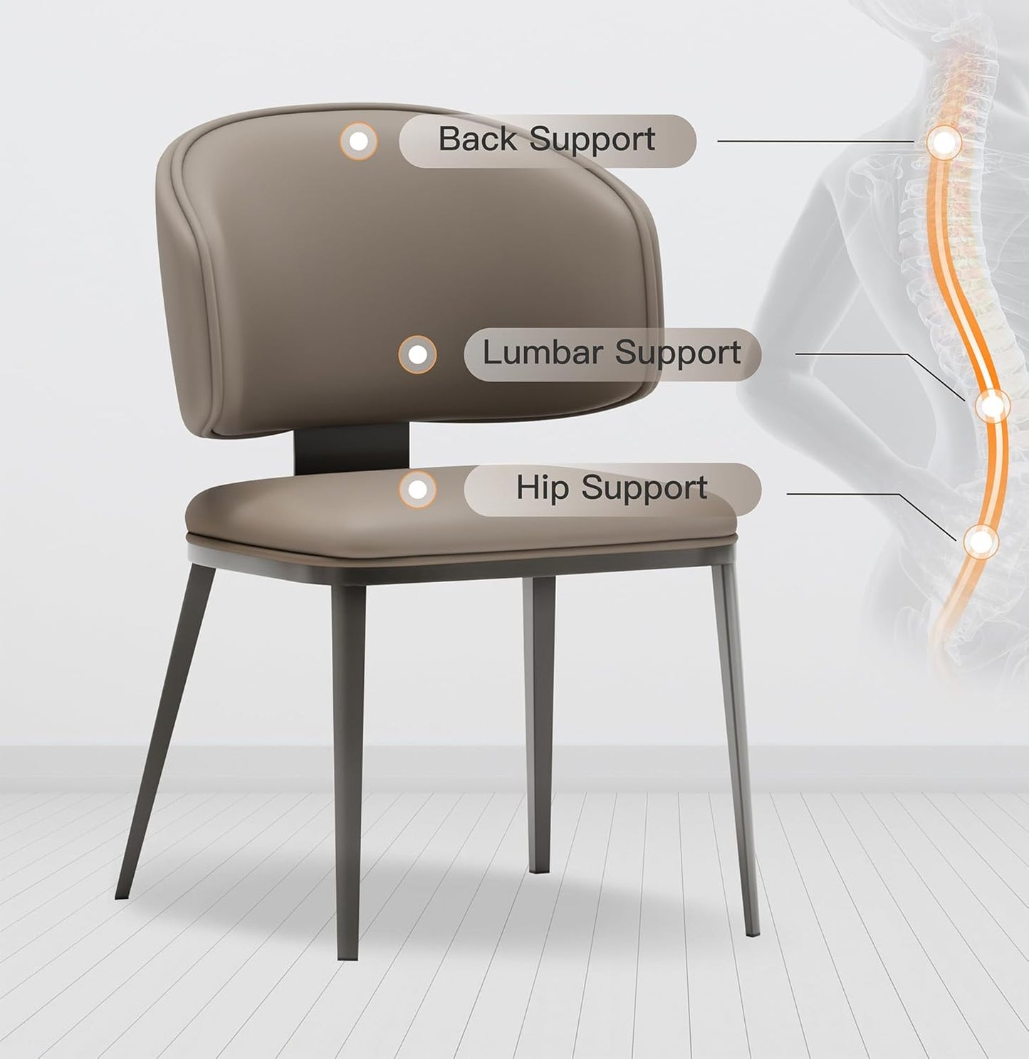 Dining Chairs Set of 4 Modern High Backrest Comfortable, Fashion Upholstered Kitchen Room Chair Armless Dinner Room Chair with Metal Legs for Living Room （Milk Coffee of 4）