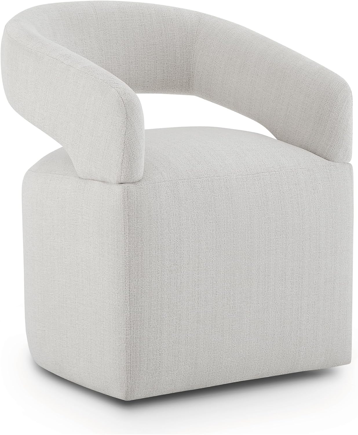 Upholstered Dining Chairs with Casters Modern Barrel Side Armchair with Rollers for Diningroom Bedroom Livingroom Reading Room, Linen, 4PCS