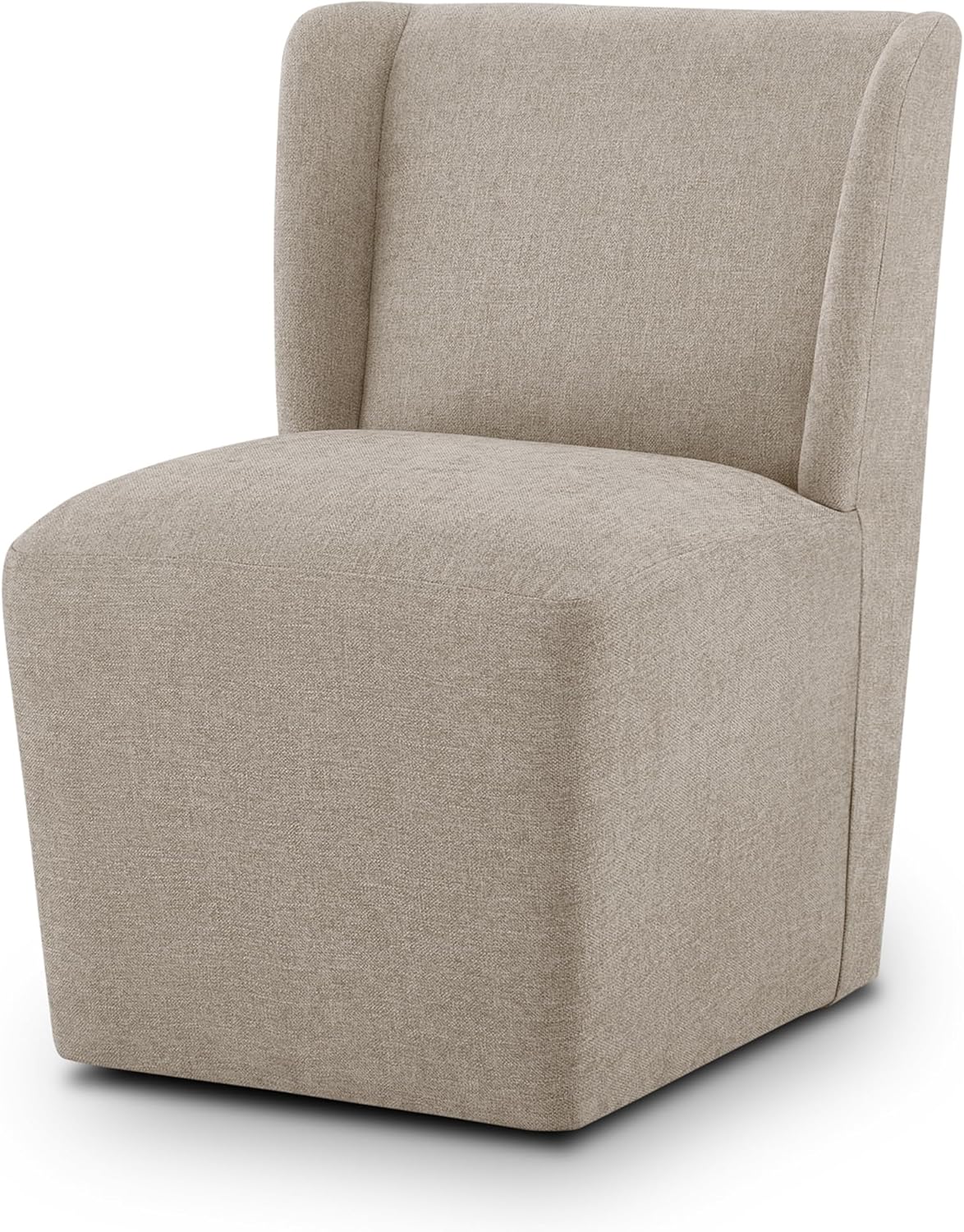 Upholstered Dining Chair with Casters Wingback Modern Side Armless Deskchair with Rollers for Diningroom Bedroom Livingroom Reading Room,Linen,2 Box