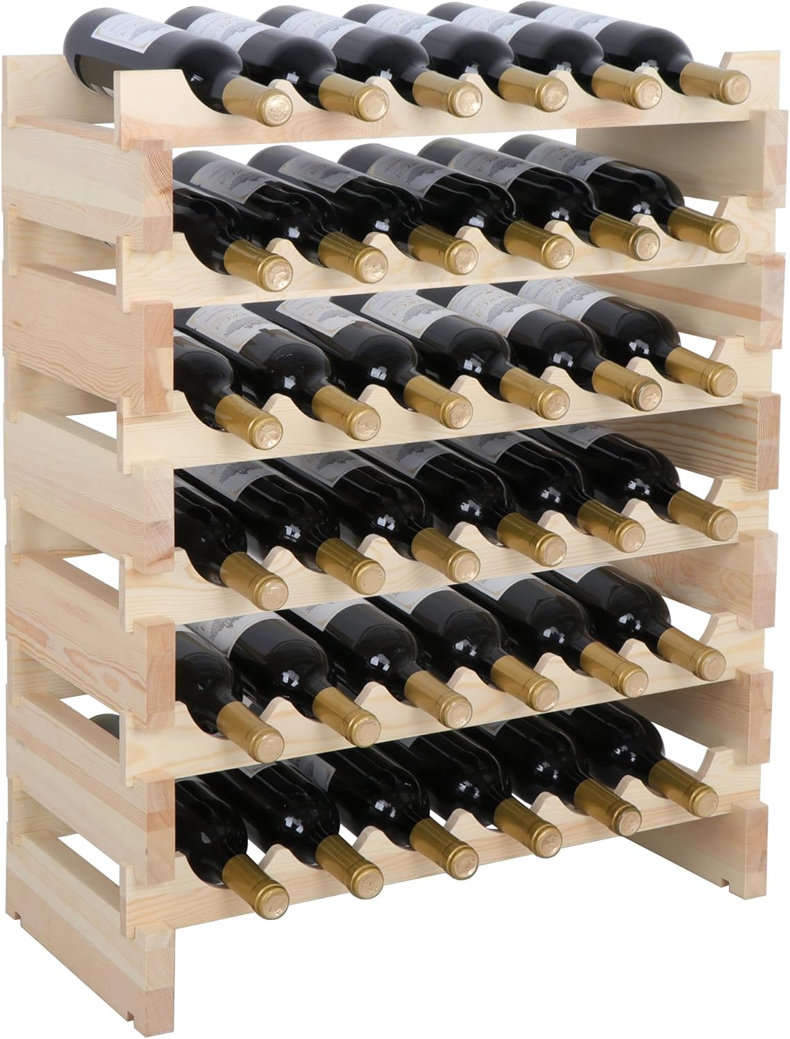 Smartxchoices 96 Bottle Modular Wine Rack Freestanding Floor Wine Holder, Stackable Wine Storage Rack Display Shelves, Solid Wood - Wobble-Free (96 Bottles)