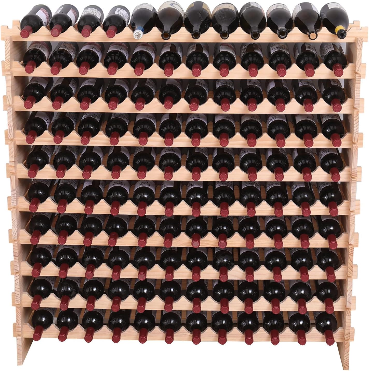 Wood Stackable Storage Modular Wine Rack Cabinet 120 Bottle freestanding Floor Wine Bottle Holder Display Shelves