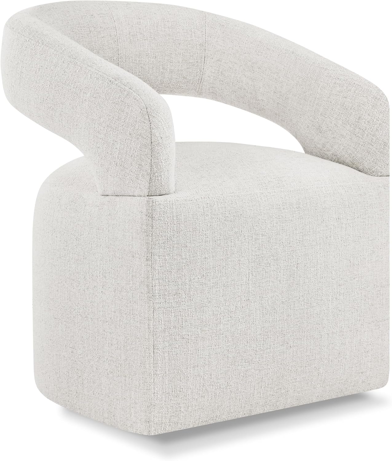 Upholstered Dining Chairs with Casters Modern Barrel Side Armchair with Rollers for Diningroom Bedroom Livingroom Reading Room, Linen, 4PCS