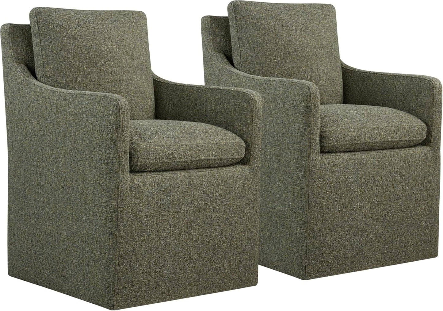 Upholstered Dining Chairs with Casters No Assembly Modern Accent Armchair with Rollers for Diningroom Bedroom Livingroom Reading Room,Cream,2 Boxs