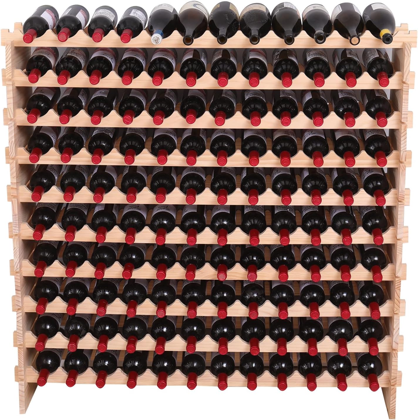 Wood Stackable Storage Modular Wine Rack Cabinet 120 Bottle freestanding Floor Wine Bottle Holder Display Shelves