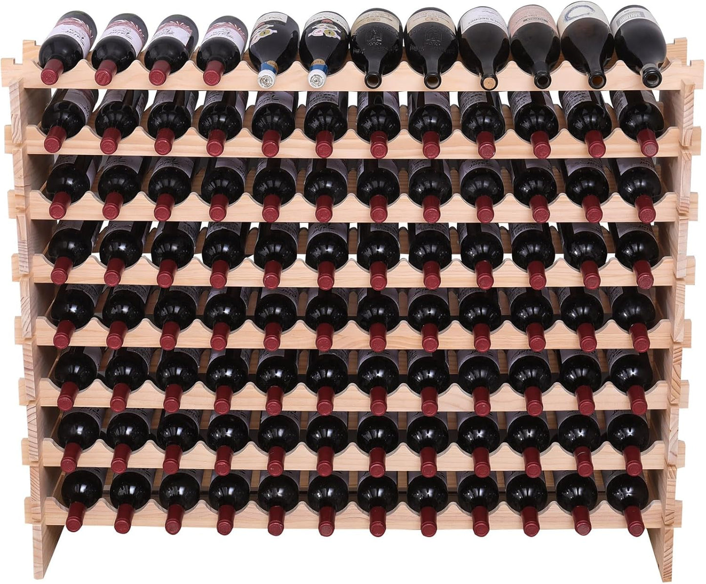 Wood Stackable Storage Modular Wine Rack Cabinet 120 Bottle freestanding Floor Wine Bottle Holder Display Shelves