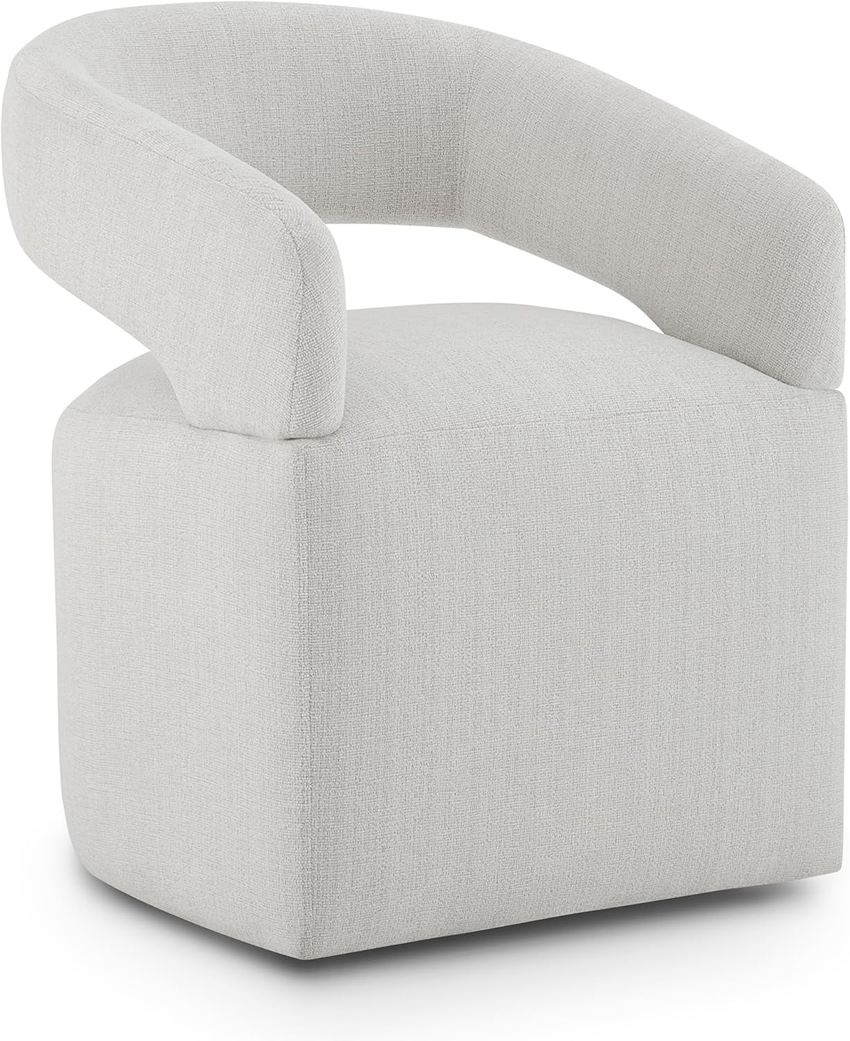 Upholstered Dining Chairs with Casters Modern Barrel Side Armchair with Rollers for Diningroom Bedroom Livingroom Reading Room, Linen, 4PCS