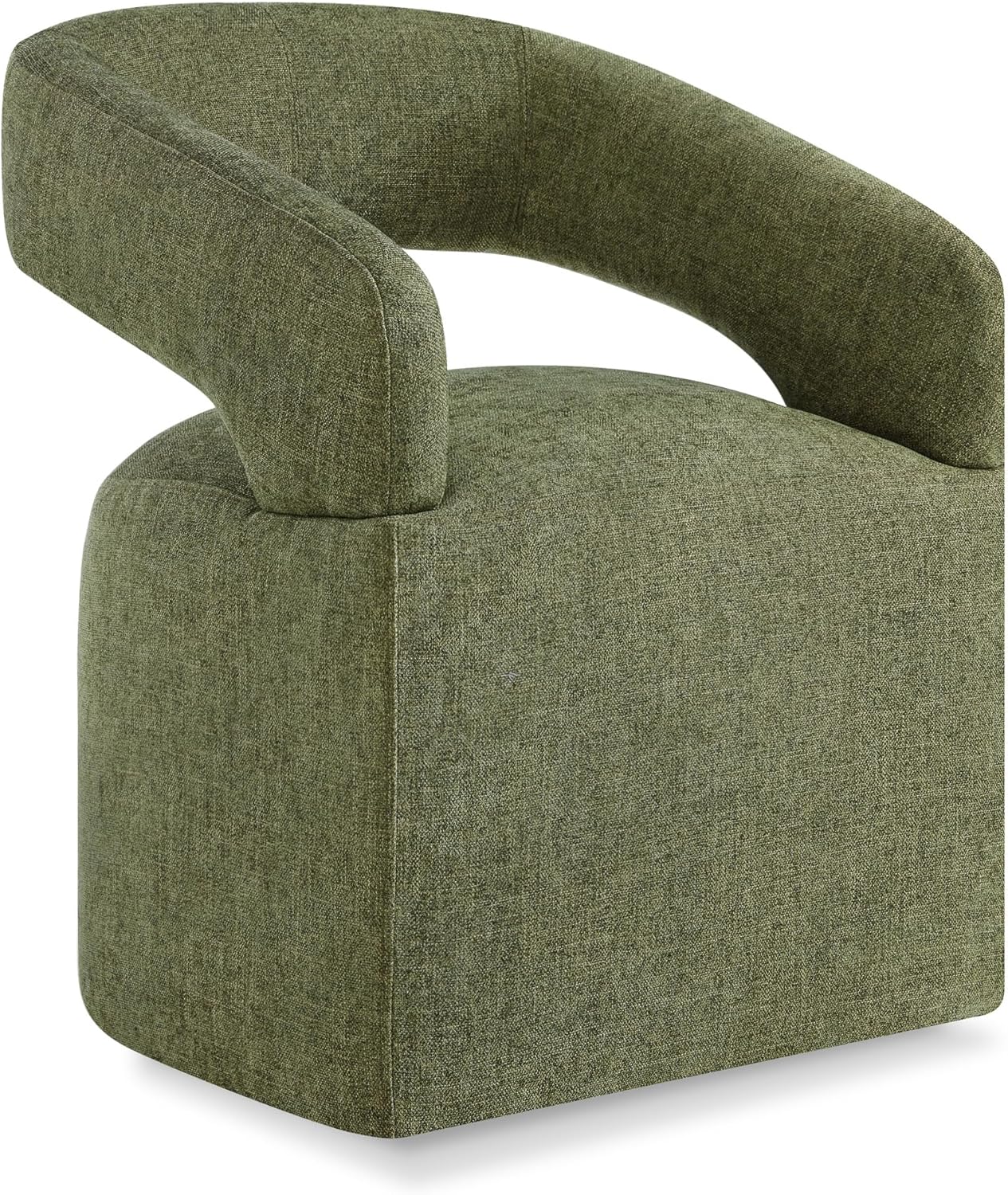 Upholstered Dining Chairs with Casters Modern Barrel Side Armchair with Rollers for Diningroom Bedroom Livingroom Reading Room, Linen, 4PCS