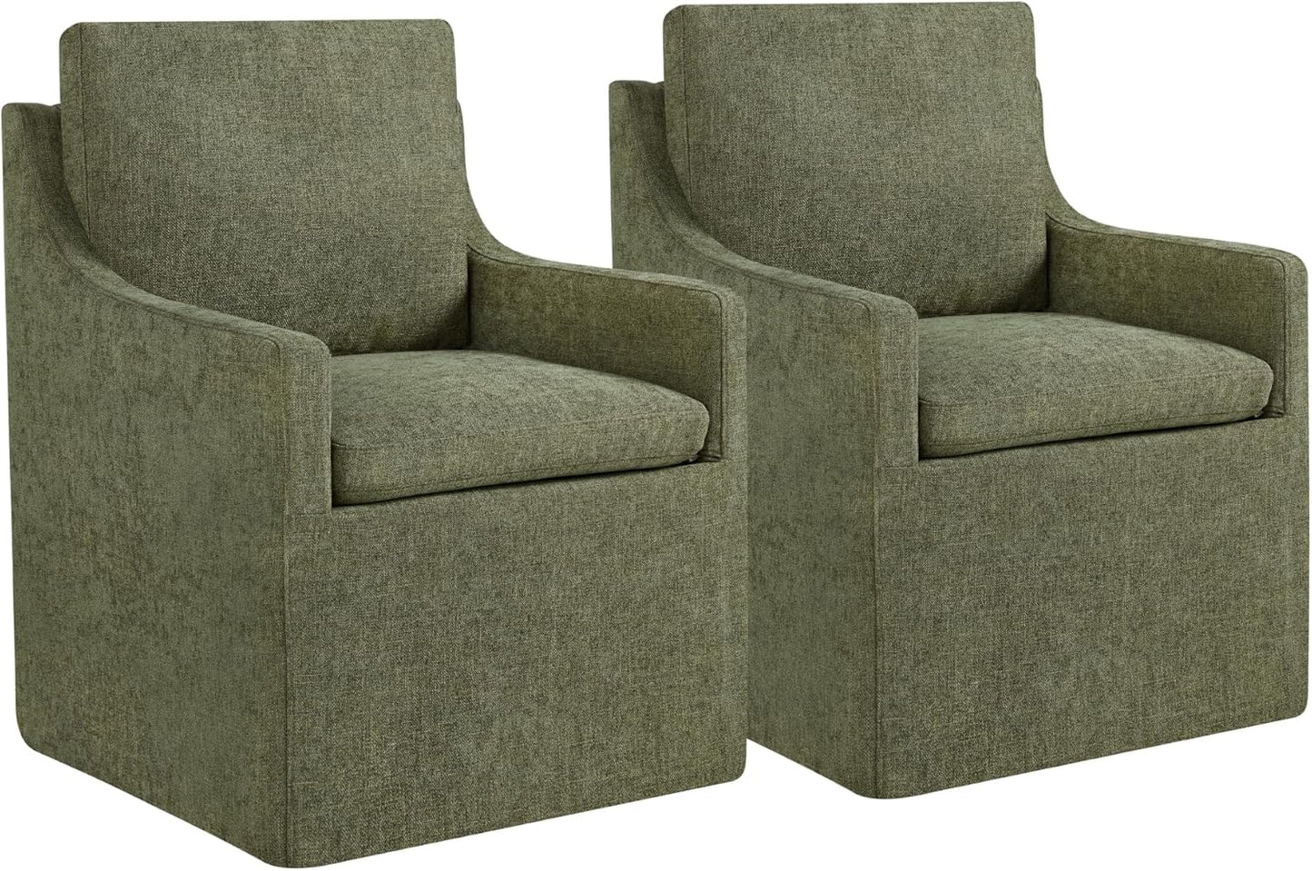 Upholstered Dining Chairs with Casters No Assembly Modern Accent Armchair with Rollers for Diningroom Bedroom Livingroom Reading Room,Cream,2 Boxs