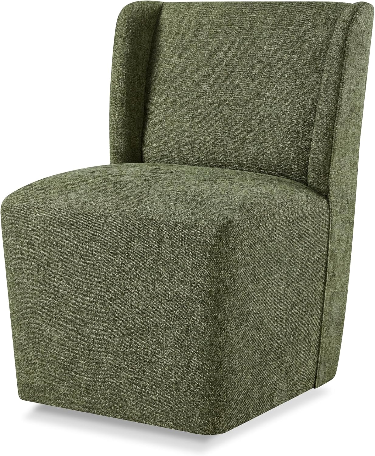 Upholstered Dining Chair with Casters Wingback Modern Side Armless Deskchair with Rollers for Diningroom Bedroom Livingroom Reading Room,Linen,2 Box
